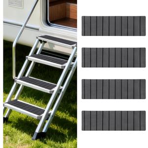OMISTAR RV Step Covers 4 Pack, EVA Foam RV Stair Covers 24 x 7.5 inches, Non-Slip Trimmable Self Adhesive Camper Step Covers RV Step Carpet Rug for Trailers, Camper, RV, Gray