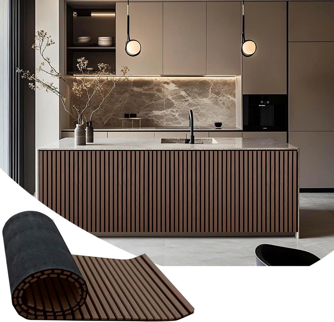 94.5 x 23.6 in Acoustic Wood Wall Panels,3D Flexible Soundproof Absorbing Panels,Wood Slat Walls for Interior Wall Decor (Brown)