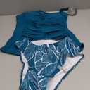 ZAFUL Women's 2 Pieces Tankini Swimsuits V Neck Tummy Control High Waisted Bikini Swimsuits (X-Large, 4-malachite Green)