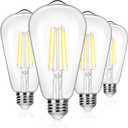 4-Pack Vintage 8W ST64 LED Edison Light Bulbs 100W Equivalent, 1400Lumens, 5000K Daylight White, E26 Base LED Filament Bulbs, CRI 90+, Antique Glass Style Great for Home, Bedroom, Office, Non-Dimmable