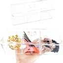 Transparent Acrylic Dresser Storage Box, Mirror Cabinet Drawer Storage Partition Box with Lid, 3 Divided Compartments Holder Dispenser for Cotton Swab Lipstick Cotton Pad