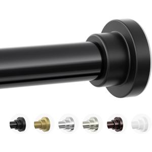 Shower Curtain Rod, 1" Diameter Heavy Duty Tension Shower Rod, Non Slip Adjustable 28-74 inch No Drilling Shower Curtain Rods Spring Tension For Bathroom, Shower Stall, No Rust, Black