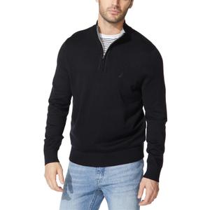 Nautica Men's Quarter-Zip Sweater (Large, True Black)
