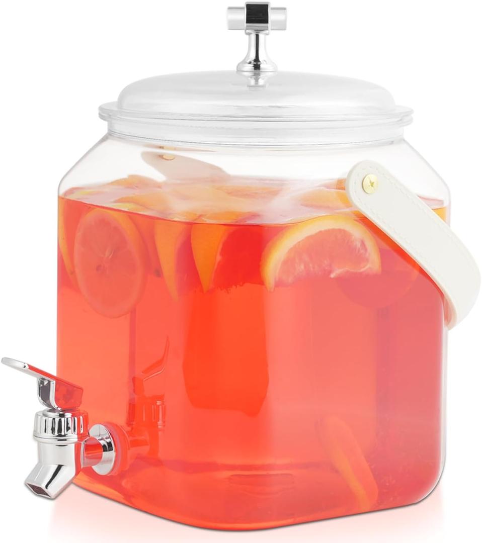1 Gallon Beverage Dispenser - Leak proof Juice Dispenser Sealed Plastic Lemonade Dispensers with Anti-Rust Lids Drink Jug for Parties Home Kitchen Camping with Spigot1 Packs