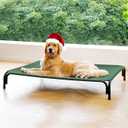 Elevated Dog Bed Raised Outdoor Dog Cot for Large Dogs, Installation Requires No Tools, Frame with Washable Cooling Breathable Mesh Anti-Slip Feet, Indoor Pet Bed, Green, 43.3 Inches