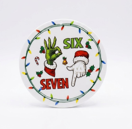 Katinat Funny Christmas Ornaments, Santa Says Six Seven Meme 67 Ornament, Christmas Stocking Stuffers Gifts for Teens Kids Friends Coworkers (SIX Seven Ornament)