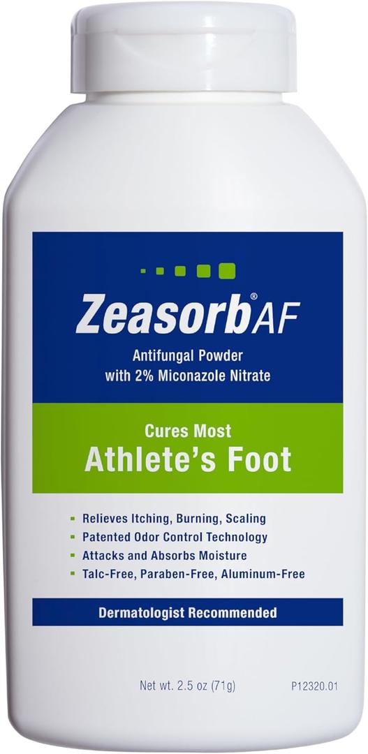 Zeasorb Super Absorbent AF Powder, Patented Odor Control Technology, with 2% Miconazole Nitrate and Soothing Aloe, Talc-Free, 2.5 oz Bottle
