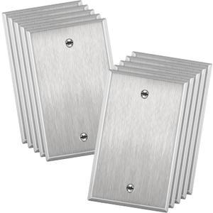 ENERLITES Blank Device Metal Wall Plate, Stainless Steel Blank Outlet Covers, Corrosion Resistant, Standard Size 1-Gang 4.50" x 2.76", UL Listed, 7701-10PCS, 430 Stainless Steel, 10 pack