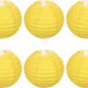 PATIKIL 4 Inch Paper Lanterns, 6 Pack Round Folding Hanging Lamp Shade for Wedding Home Party Festival Celebration, Yellow