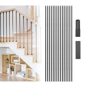 15 Pack Iron Balusters for Staircase, Hollow Square Stair Balusters, Satin Black Balusters for Staircase Interior,1/2" x 44" (Satin Black)