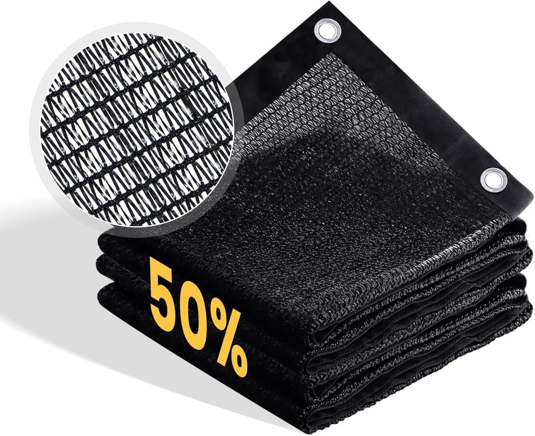 VICLLAX 50% Shade Cloth, 12x20FT Durable Black Mesh Trap with Every 3 FT Grommet, Sun Shade Fabric Netting for for Plants Cover, Greenhouse, Chicken Coop, Barn Kennel, Garden Patio