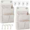 2-Pack Hanging Storage Organizer, Over The Door Hanging Bags/Wall Baskets Storage with Pockets for Home, RV, Office and More (2, White)