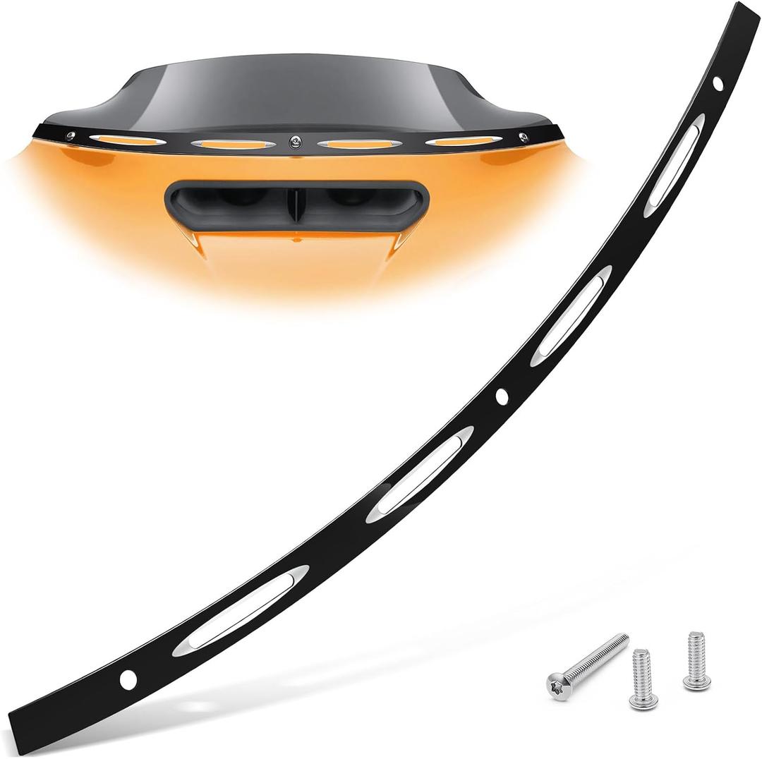 PBYMT Slotted Windshield Trim Polished Windscreen Trim CNC Cut 2014-2023 Fit for Harley Davidson Touring Street Glide Electra Glide Tri Glide Ultra Limited