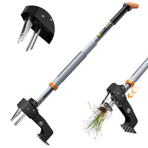 Saker  Weed Puller Tool - Stand Up Weed Puller with 4-Claw Steel Head, 39"-46" Retractable Handle & Easy-Eject Mechanism for Dandelions, Clover & More, No Bending or Kneeling