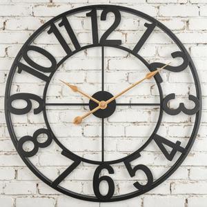 Outdoor Clock for Patio Waterproof, 24 In Extra Large Outdoor Wall Clock Battery Operated, Silent Non-Ticking Metal Oversized Clock for Pool, Porch, Backyard, Fence Black Vintage Farmhouse Decor