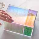 Tampon Holder for Bathroom Storage, Rainbow Acrylic Organizer with Lid - Bathroom Storagefor Cotton Balls, Pads, Hair Accessories & Makeup Supplies, Vanity Organizer for Girls & Women