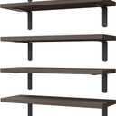 WOPITUES Wood Floating Shelves Set of 6, Shelves for Wall Decor, Farmhouse Shelf for Bedroom, Bathroom Storage Shelves, Book Shelves for Living Room, Dark Brown (16.5 Inch)