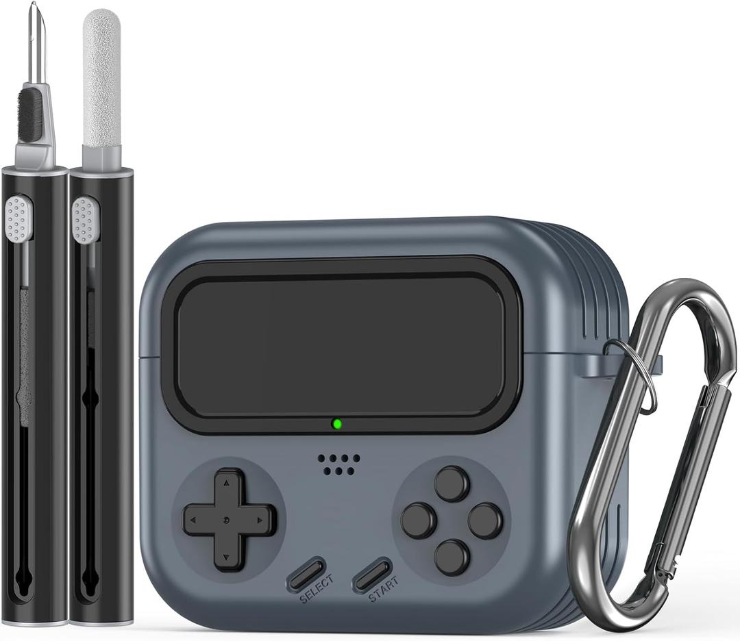 Inesore for Airpods 3rd Generation Case,with Lock Cover for Airpods 3rd Case,Funny Handheld Game Console Appearance,Compatible with Airpod 3rd Hard Cases with Cleaner Kit for Men/Boys (Black)
