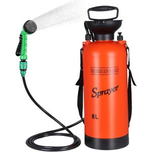 Portable Shower for Camping with 7 Spray Modes, Hand Press Camping Shower with Removable Hose and Shower Head,Pressure Rinse Kits for Hiking Traveling Garden Beach Pet Shower