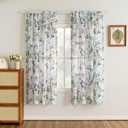 MYSKY HOME Floral Curtains for Living Room 72 inches Long Classic Printed Flower Leaf Sheer Curtains for Bedroom, Bathroom, Rod Pocket Window Drapes Yellow and Blue, 2 Panels, 52 x 72 inch