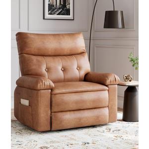 GarveeHome Oversized Extra Wide Recliner Chair - Faux PU Leather Large Manual Recliner for Adults, Exceptional Comfort Lazy Chair with 1.5X Sponge Filling and Easy Recline Mechanism for Relaxation