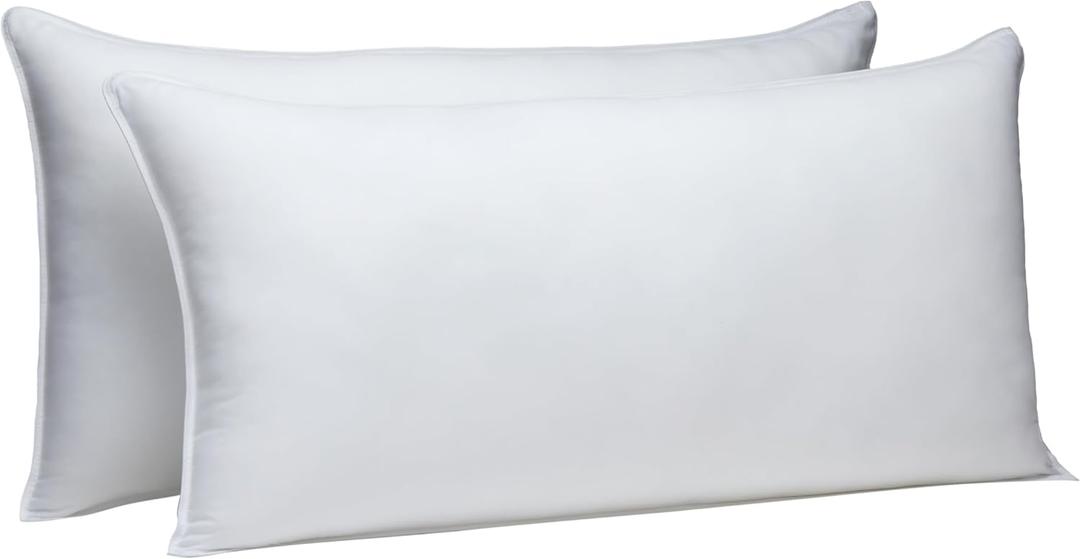 Amazon Basics Down-Alternative Pillows for Stomach and Back Sleepers, Soft Density, Machine Washable, 20 x 36 inches, White, 2-Pack