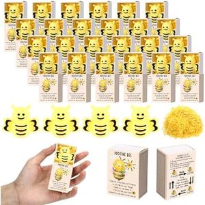 Wettarn 12 Sets Bee Gifts Positive Stress Balls with Support Boxes Bulk Party Favors for Employee Coworker Friends Office Classroom Rewards Cute Inspirational Relief Toys Yellow Desk Decor