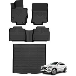 Floor Mats & Cargo Liner for 2020-2025 Mercedes Benz GLE丨GLE 350丨GLE 450 (No for Coupe) All Weather Automotive TPE Liners Set Anti-Slip Waterproof Floor Liners Accessories (Car Mats+Trunk Mat)