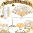 Vercraft 36 Set Wedding Hand Fans for Guests Bulk Vintage Lace Paper Fan Retro Kraft Floral Folding Fans with Organza Bags Thank You Gifts Party Favor for Wedding Ceremony Bridal Shower Bridesmaid