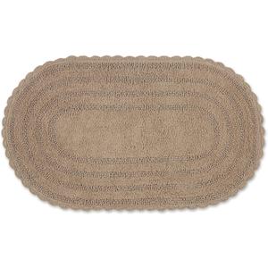 DII Crochet Collection Reversible Bath Mat, Large Oval, 21x34, Stone