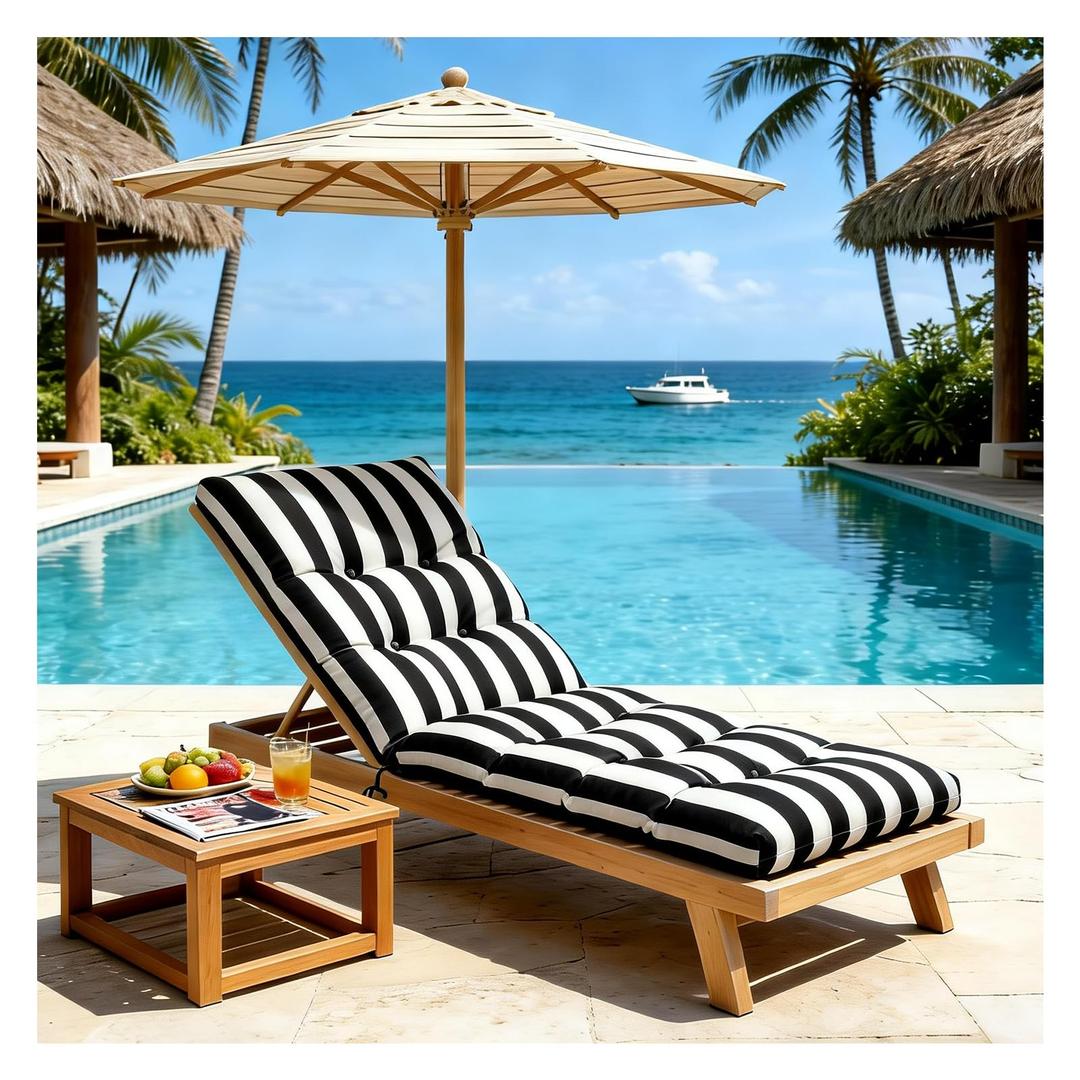 LCYY.TG Outdoor Lounge Chair Cushions, 74.4 x 22 x 4.7 Inches Waterproof Fade Resistant Patio Cushion for Chaise Lounger