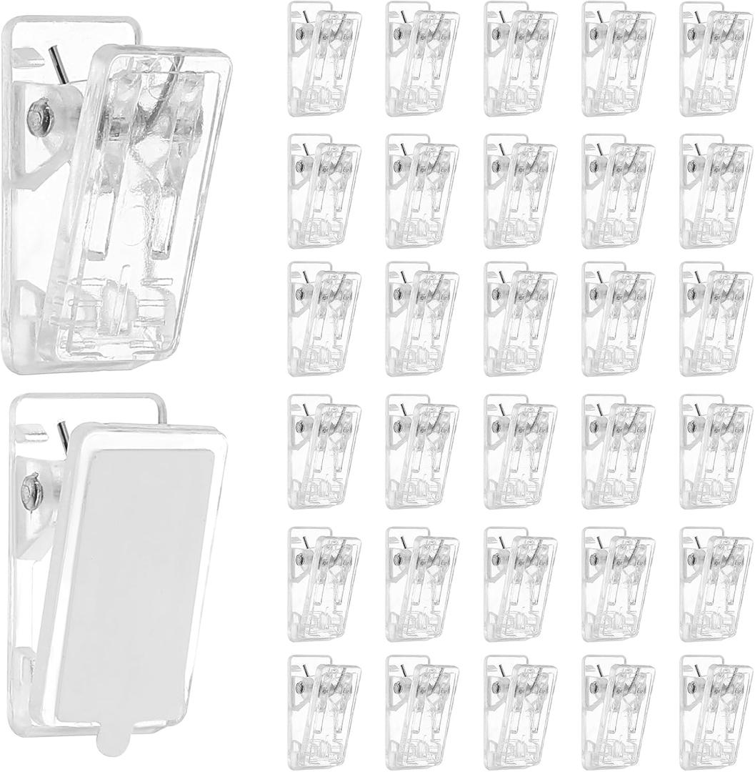 30 Pieces Self Adhesive Clips, Tapestry Wall Hanging Clips, Plastic Hanging Spring Clips Wall Clips Light Clips Photo Clips Poster Clips for Office Home Poster Photo Flag Decorations, Clear