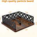 Wooden Napkin Holder for Table, Farmhouse Napkin Holder with Weighted Arm Iron Ball, and Vintage Sunflower Edging for Kitchen, Home, Countertop, Bar, Restaurant (Black Iron with Wood)