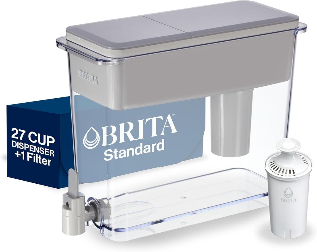 Brita UltraMax Large Water Dispenser With Standard Filter, BPA-Free, Replaces 1,800 Plastic Water Bottles a Year, Lasts Two Months or 40 Gallons, Includes 1 Filter, Kitchen Accessories, Large - 27-Cup