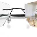 Frameless Progressive Multifocal Reading Glasses Diamond Cut Photochromic Sunglasses Titanium Progressive Readers (Black), 1.0