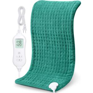 NOWWISH Heating Pad for Back Pain & Cramps Relief, Moist Heat Pad for Neck & Shoulder, Auto Shut Off, Machine Washable, Gifts for Women, 12"x 24" Green