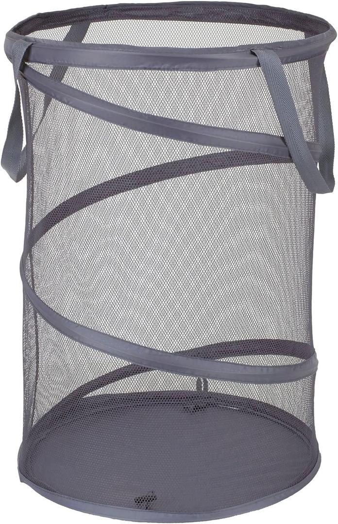 Household Essentials 2027-1 Pop-Up Collapsible Mesh Laundry Hamper | Charcoal, Grey