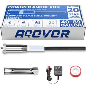 Powered Anode Rod for Hot Water Heater, Electrical Anode Rod Made of Titanium Eliminates Rotten Egg/Sulfur Smell, Fits 40-89 Gallons Hot Water Tanks, Rust and Corrosion, Reduce Limescale