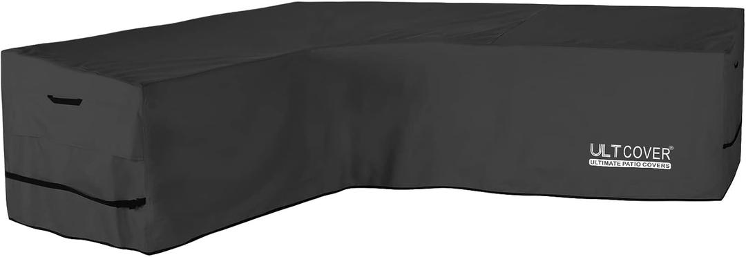 ULTCOVER Patio L-Shaped Left Facing Sofa Cover Waterproof for 6-Seater Outdoor Sectional Furniture Couch 85”W (Left Side) x 110”W (Back Length), Black