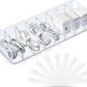 Tatuo 1 Pcs Cable Organizer with 10 Wire Ties, Plastic Cord Storage Charger Box Electronics Organizer with Adjustment Compartments Cable Storage for Drawer Home Office Desk Accessories (Clear)