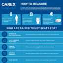 Carex Toilet Seat Riser, Round Raised Toilet Seat Adds 3.5 inches to Toilet Height, for Assistance Bending or Sitting, 300 Pound Weight Capacity Toilet Riser