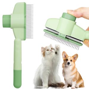 3 x Cat Comb Dog Comb Pet Hair Removal Tool Flea for Cats and Dog Lice Cat Brush with Release Button Self-Cleaning with Long & Short Stainless Steel Metal Teeth for Shedding