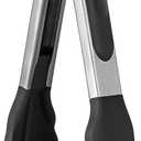 600F Heat Resistant Kitchen Tong: U-Taste 7 inch Silicone Cooking Tong with Firm Sealed Non Stick Rubber Tips & Silicon Coated 18/8 Stainless Steel Handle & Smooth Locking for Serving Salad (Black)