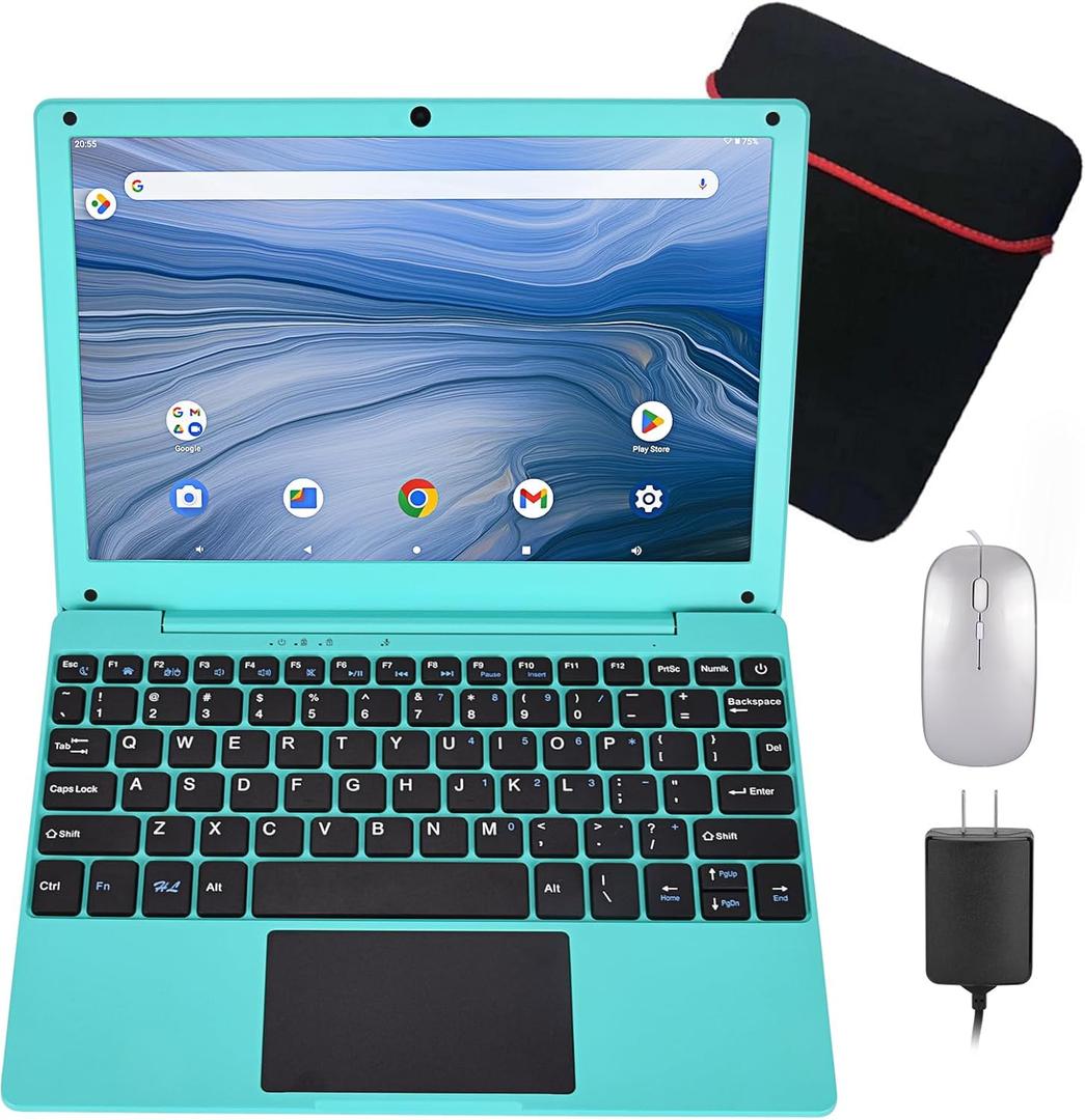 10.1Inch Laptop,Quad-Core Processor with Android 12.0 OS,2GB RAM,64GB EMMC,Built-in Camera,WiFi,USB Interface,Tpye-C Charging for Learning and Entertainment (Blue 2GB+64GB)