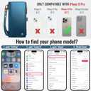 Defencase Compatible with iPhone 15 Pro Case Wallet with RFID Blocking Card Holder for Women Men, PU Leather Magnetic Snap Flip Zipper Strap Wallet Phone Case Fit for iPhone 15 Pro 6.1", Dark Blue