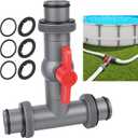 Pool Hose Connector with Valve,1.5" T-Joint Pool Hose Adapter Valve for Leak-Proof Dual Seal and Control Water Flow, Durable PP Material, Easy No-Tool Install for Above Ground Pools and Filter Pump