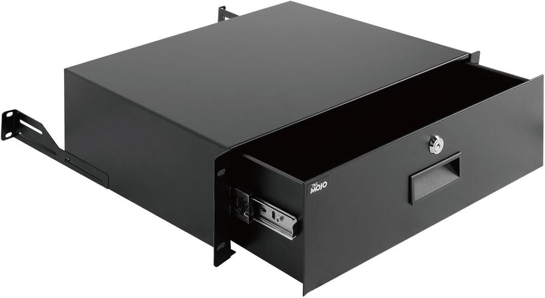 Tecmojo 3U Rack Drawer, Rack Mount Drawer for 19in Network Equipment/Server/AV Rack or Cabinet Enclosure, Sliding and Lockable Server Rack Drawer - Load-Bearing 44lb (20kg), with Cable Management Holes