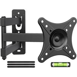 USX MOUNT Full Motion TV Wall Mount - Universal Single Stud Corner Bracket for 13-32 inch TVs, Monitor Wall Mount for LCD Monitor Swivel Tilt Rotation Articulating, VESA100x100mm, Up to 33LBS