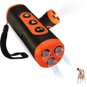 Dog Bark Deterrent Devices, Anti Barking Device for Dogs, 2025 Ultrasonic Upgraded 3 in 1 Dog Bark Deterrent, Sonic Trainer to Correct Dog's Bad Behavior for Outdoors Indoor Safely (Rechargeable) (Black And Orange)