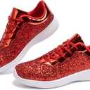 Lxuan Women's Glitter Sneakers Shoes Lightweight Tennis Shoes Metallic Sequin Walking Shoes, Size 8.5